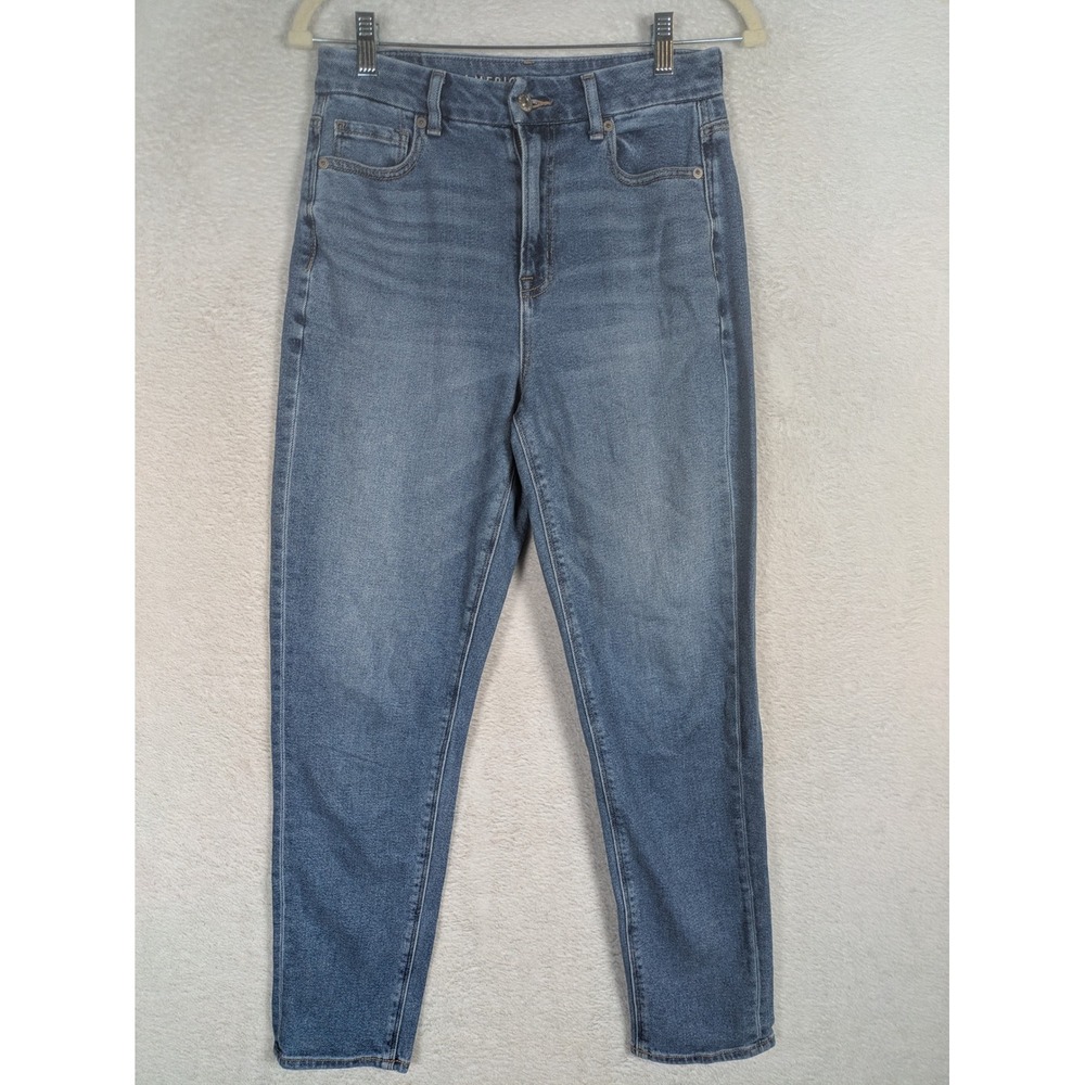 American Eagle Curvy Mom Jeans Women's 4 Blue High Rise Medium Wash Stretch